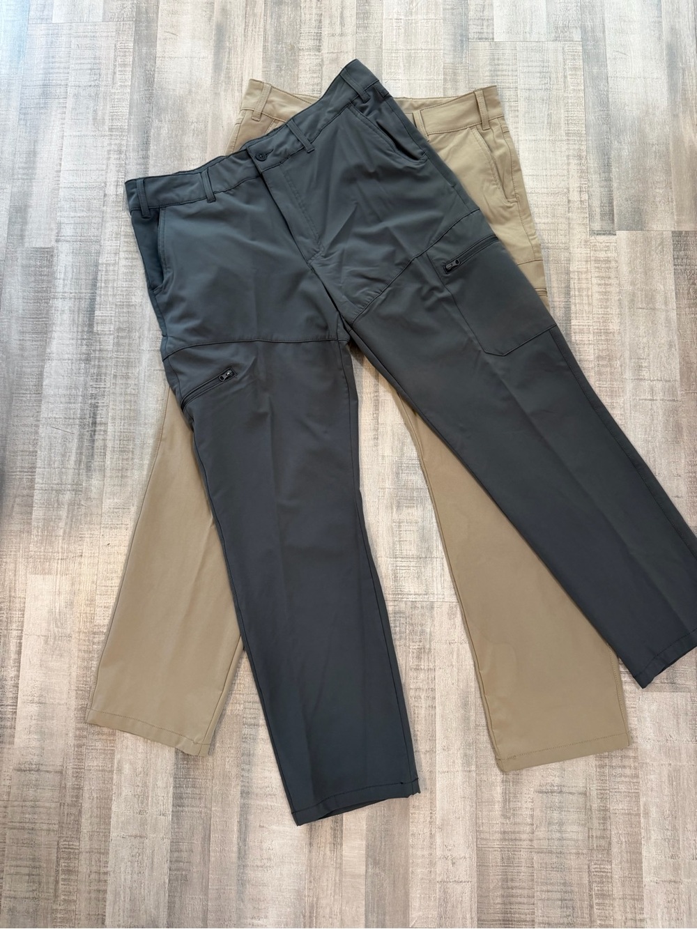 Magellan Outdoors Mens Cargo Hiking Pants Lot 2 Stretch Khaki Gray 33 34 Waist